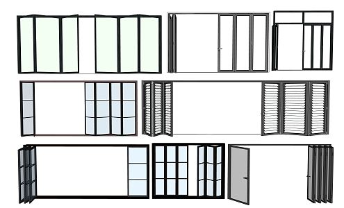 Modern folding door glass folding door 3d model