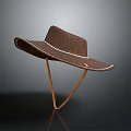Brown Wide Brim Hat With Leather Strap Daily Life Accessory For Outdoor Activities