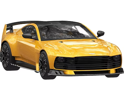 Striking Yellow Sports Car With Black Roof And Aerodynamic Modern Design 3d model