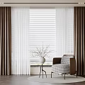 Brown And White Curtains In Modern Living Room With Sheer Panels And Accent Chair
