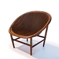 Comfortable Brown Rattan Leisure Chair With Round Seat And Sturdy Wooden Frame