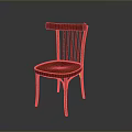 Classic Red Wooden Dining Chair With Vertical Slat Back And Smooth Seat Design
