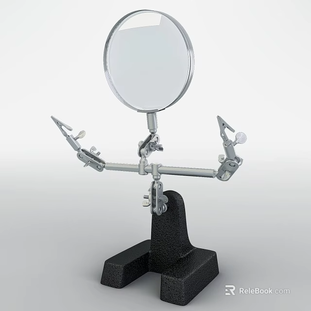 Stylish Decorative Ornament Combination Set With Black Base Metal Clamps And Magnifying Glass 3d model 