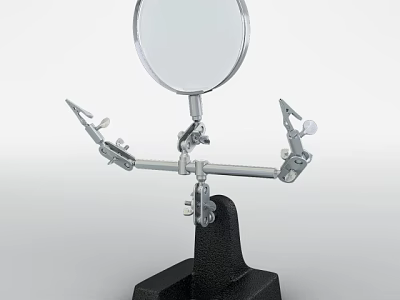 Stylish Decorative Ornament Combination Set With Black Base Metal Clamps And Magnifying Glass 3d model