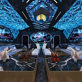 Modern KTV Interior Design With Colorful LED Lights Comfortable Sofa Seats And Large Screens