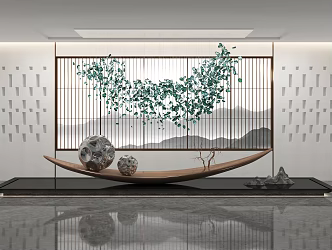 New Chinese Landscape Sick Hotel Hallway Water Sick 3d model