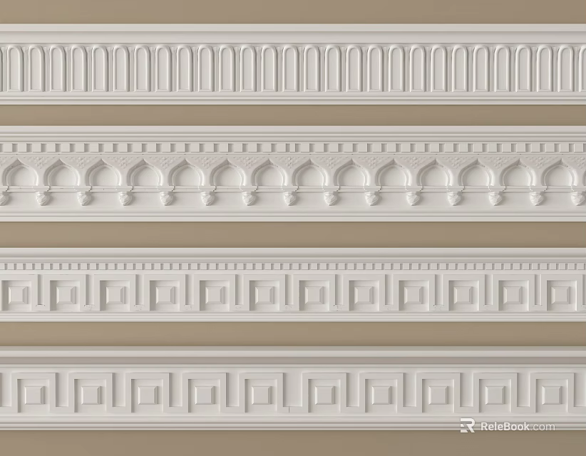 Various Plaster Molding Designs with Intricate Patterns for Interior Decor 3d model