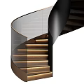 Modern Spiral Staircase Design With Glass Railing Black Structure And Gold Accents
