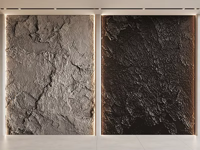 Textured Modern Background Wall Design With Light And Dark Stone Finishes In Interior Space 3d model