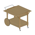 Wooden Rolling Sideboard with Two Tier Shelves Mobile Design for Kitchen Dining Room