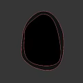 Modern Oval Mirror With Black Frame Reflecting Living Room Sofa Curtains And Lamp