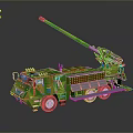 Green Camouflage Military Tank With Long Cannon And Tracked Chassis Design Structure