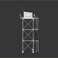Tall Watchtower Structure With Metal Frame Staircase Cabin And Antenna