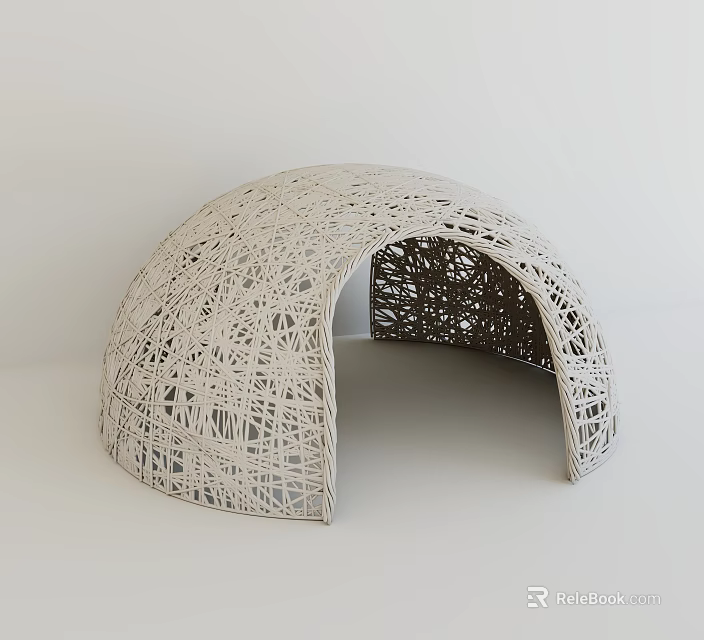 White Dome Shaped Greenhouse With Modern Interlaced Line Structure Design 3d model 