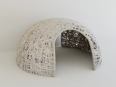 White Dome Shaped Greenhouse With Modern Interlaced Line Structure Design 3d model
