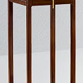 Flower Stand With Dark Wood Vertical Slats On Light Wall Background