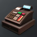 Brown Cash Register With Digital Screen Colorful Buttons And Receipt Slot