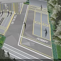 Park Landscape With Modern Skate Park Skate Ramps People Skateboarding Green Grass And Trees