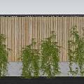 Lush Climbing Vines Against Natural Bamboo Fence With Stone Paved Ground