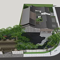 Garden Landscape Design With Lush Green Plants Rock Formation And Waterfall Feature