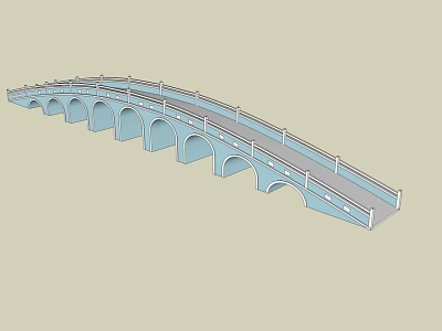 Traditional Stone Arch Bridge With Multiple Arches Railing And Flat Deck Structure 3d model
