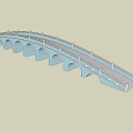 Traditional Stone Arch Bridge With Multiple Arches Railing And Flat Deck Structure 3d model