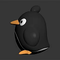 Cute Cartoon Penguin Character 3D Designed With Black White Body Orange Beak And Feet 3d model