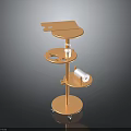 Orange Multi Tier Round Trolley with Wheels Cup Holder and Paper Roll Holder