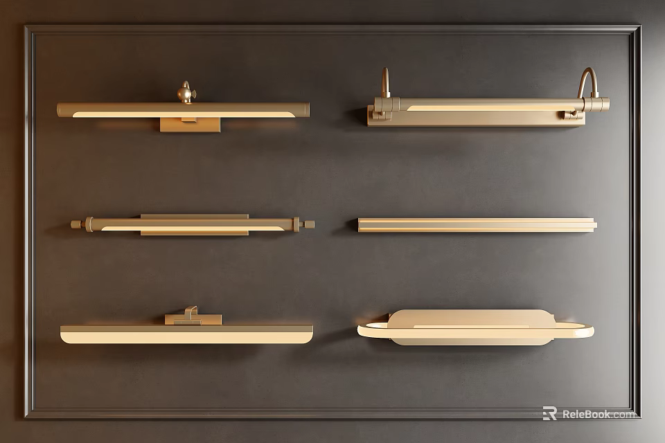 Golden Wall Lamps With Sleek Decorative Design For Home Decor On Dark Background 3d model 