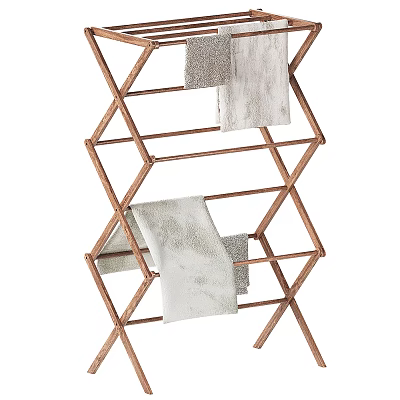 Modern Stylish Towel Storage With Hexagonal Copper Rack And Soft Textured Towels 3d model