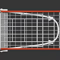 Metallic Shopping Cart With Red Handle And Four Wheels On Black Surface