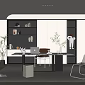 Home Study Desk Bookcase Wardrobe Ornaments Vase Book Single Chair Stool Decorative Cabinet Computer 3d model