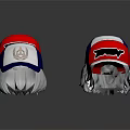 Red White Blue Baseball Caps With State Shape And Emblem Design