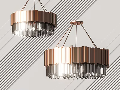 Modern Elegant Chandelier Design With Copper Frame And Crystal Pendant Elements 3d model
