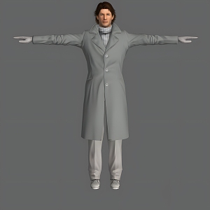 Middle-aged man male man middle-aged man clothes coat foreigners with bone skin can do action 3d model