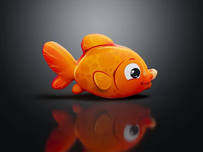 Cute Orange Goldfish Stuffed Toy With Big Eyes Spotted Body And Shiny Reflection 3d model
