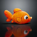 Cute Orange Goldfish Stuffed Toy With Big Eyes Spotted Body And Shiny Reflection