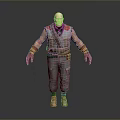 Bald Muscular Man 3D Model With Red Gloves Gray Pants And Utility Belt