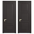 Black Hinged Doors With Golden Handles And Various Panel Designs For Home Interiors