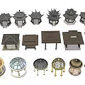 Various Traditional And Modern Pavilion Models With Diverse Roof Designs And Structures