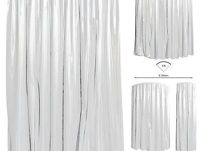 Elegant White Pleated Curtains For Home Interior Decor With Folding Design 3d model