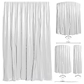 Elegant White Pleated Curtains For Home Interior Decor With Folding Design 3d model