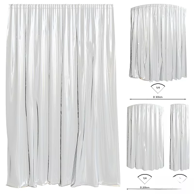 Elegant White Pleated Curtains For Home Interior Decor With Folding Design 3d model