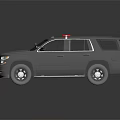 Chevrolet Police Utility Vehicle SUV with Red and Blue Emergency Lights Front Design