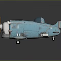 Detailed Blue Metal Airplane Model With Propeller And Transparent Cockpit Design