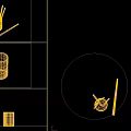 Gold And White Chopsticks In Transparent Glass Holder For Kitchen Utensils