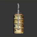 Colorful Stacked Household Storage Container With Floral Patterns And Metal Handle