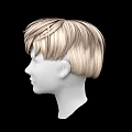 Game Movie Character White Head Model With Light Brown Short Layered Hair And Black Background