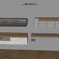 Outdoor Wall Mounted Benches With Patterned Stone And Wooden Top Designs 3d model