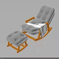 Modern Comfortable Rocking Chair With Orange Frame And White Padded Cushions Matching Ottoman